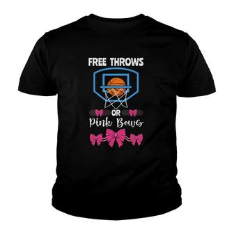 Basketball Gender Reveal Party Free Throws Or Pink Bows Youth T-shirt | Mazezy