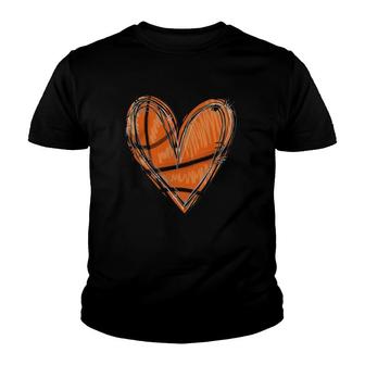 Basketball Heart Basketball Game Day Vibes Basketball Mom Youth T-shirt | Mazezy