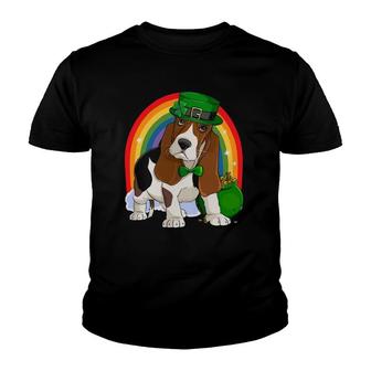 Basset Hound Lucky Leprechaun Dog St Patricks Day Youth T-shirt | Mazezy