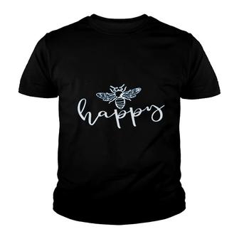 Be Happy Bee Graphic Youth T-shirt | Mazezy