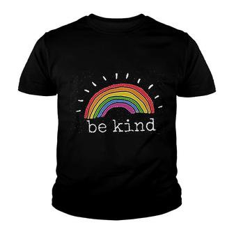 Be Kind Rainbow Graphic Inspirational Youth T-shirt | Mazezy