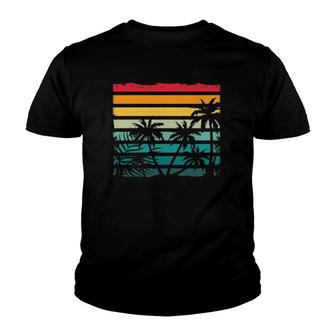 Beach Exotic Coconut Palm Trees Retro Tropical Summer Youth T-shirt | Mazezy