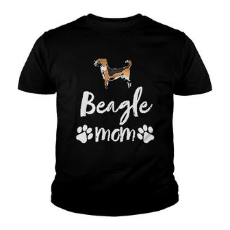 Beagle Mom With Paws Prints Youth T-shirt | Mazezy