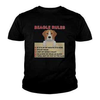 Beagle Rules For Owner Funny Beagle Dog Lover Pet Owner Youth T-shirt | Mazezy