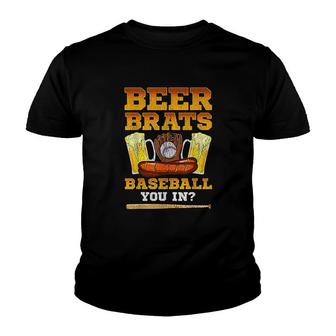 Beer Brats Baseball You In Baseball Bat Youth T-shirt | Mazezy