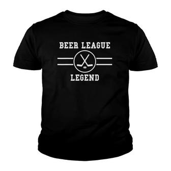 Beer League Legend Hockey Ice Inline Funny Sports Gift Youth T-shirt | Mazezy