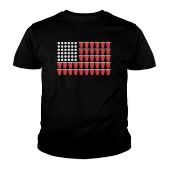 Beer Pong American Flag 4Th Of July Fourth Party Youth T-shirt | Mazezy