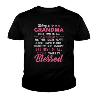 Being A Grandma Makes Me Blessed Black Youth T-shirt | Mazezy