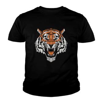Bengal Tiger Roaring Animal Lover Youth T-shirt | Mazezy
