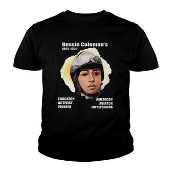 Bessie Coleman In Full Colors Dark Youth T-shirt | Mazezy