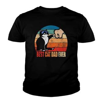 Best Cat Dad Ever Paw Fist Bump Funny Father's Day Tee Youth T-shirt | Mazezy