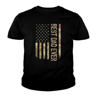 Best Dad Ever Us American Flag Camo Father's Day Youth T-shirt | Mazezy