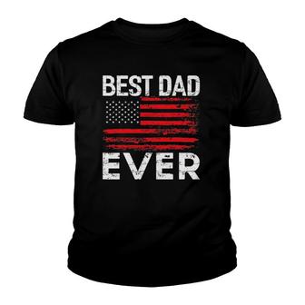 Best Dad Ever With Us American Flag Youth T-shirt | Mazezy