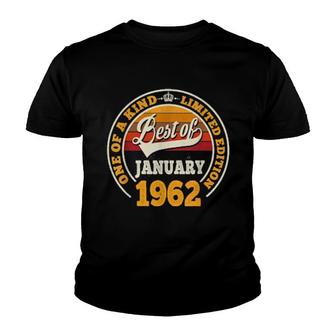 Best Of January 1962 60Th Birthday 60 Years Old Youth T-shirt | Mazezy