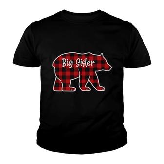 Big Sister Bear Pajama Red Buffalo Xmas Family Youth T-shirt | Mazezy