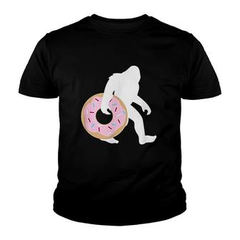 Bigfoot Carrying Donut Funny Cute Youth T-shirt | Mazezy