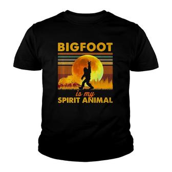 Bigfoot Is My Spirit Animal Bigfoot Walking In The Moon Youth T-shirt | Mazezy