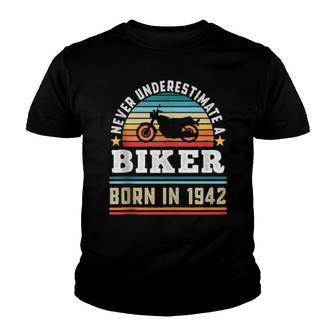 Biker Born 1942 80Th Birthday Motorbike Youth T-shirt | Mazezy