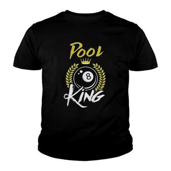 Billiards Pool King Funny Billiards Sport Pool Player Youth T-shirt | Mazezy