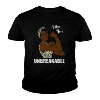 Black African American Autism Mom Unbreakable Proud Mother Youth T-shirt | Mazezy