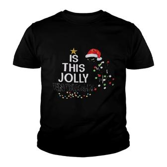 Black Cat Is This Jolly Enough Christmas Tree Youth T-shirt | Mazezy