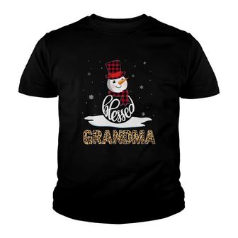 Blessed Grandma Snowman Black Youth T-shirt | Mazezy