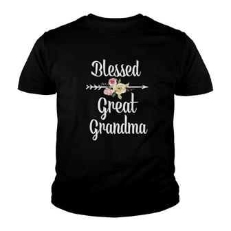 Blessed Great Grandma Flower Youth T-shirt | Mazezy