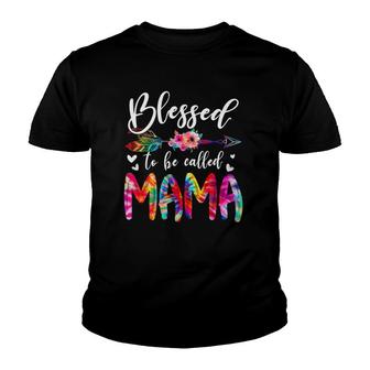 Blessed To Be Called Mom & Mama Floral Tie Dye Mother's Day Youth T-shirt | Mazezy