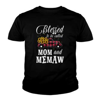Blessed To Be Called Mom And Memaw Mothers Day Grandma Pickup Truck Sunflowers Youth T-shirt - Thegiftio UK