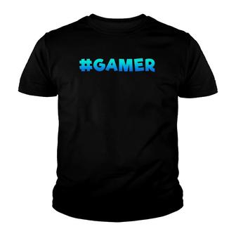 Blue Hashtag Gamer Gamer & Video Game Lover Design Youth T-shirt | Mazezy