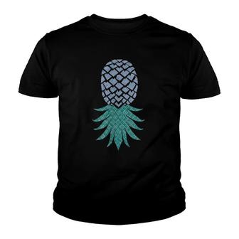 Blue Upside Down Pineapple Youth T-shirt | Mazezy