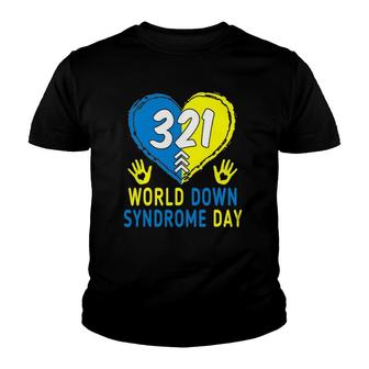 Blue Yellow Heart 21 World Down Syndrome Awareness Day Youth T-shirt | Mazezy AU