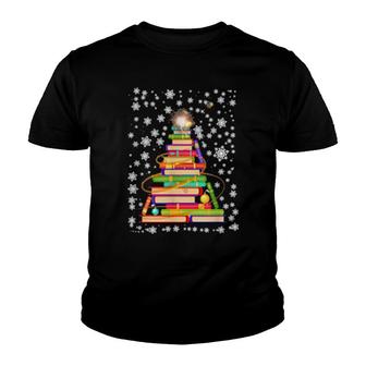 Book Christmas Tree Bookworm Librarian Merry Christmas Youth T-shirt | Mazezy