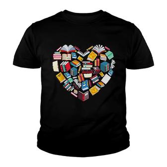 Book Lover Heart Shape Reading Club Librarian Library Gift Youth T-shirt - Thegiftio
