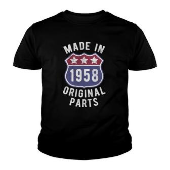 Born In 1958 Vintage Made In 1958 Original Parts Birth Year Youth T-shirt | Mazezy