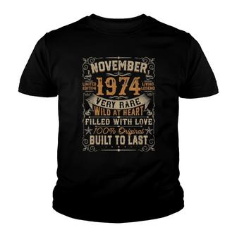 Born In November 1974 47Th Birthday Retro 47 Years Old Youth T-shirt | Mazezy