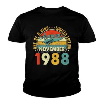 Born In November 1988 33Rd Birthday Retro 33 Years Old Youth T-shirt | Mazezy