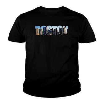 Boston Skyline - City At Daytime Massachusetts Souvenir Youth T-shirt | Mazezy