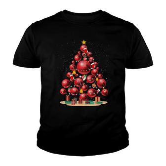 Bowling Tree Lights Christmas Pajamas Family Cute Xmas Youth T-shirt | Mazezy
