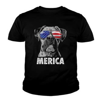 Boxer 4Th Of July Merica Sunglasses Men Usa American Flag Youth T-shirt | Mazezy