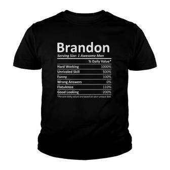 Brandon Nutrition Funny Birthday Personalized Name Gift Idea Youth T-shirt | Mazezy