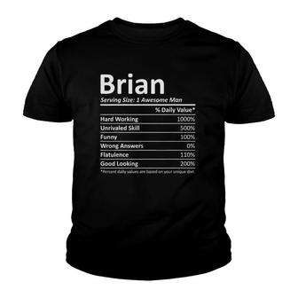 Brian Nutrition Funny Birthday Personalized Name Gift Idea Youth T-shirt | Mazezy