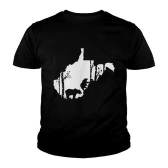 Brown Grizzly Bear Hunting West Map Virginia Hunter Youth T-shirt | Mazezy