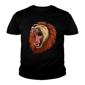 Brüllende Löwenmähne Wildtiere Unersättlich Langarm Youth T-shirt | Mazezy