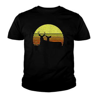 Buck Mule Deer Hunting Dad Vintage Retro Sun Bow Hunter Gift Youth T-shirt | Mazezy