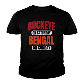 Buckeye On Saturday Bengal On Sunday Cincinnati Ohio Vintage Youth T-shirt | Mazezy