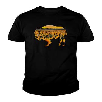 Buffalo Sunflower Motif Gift Youth T-shirt | Mazezy DE