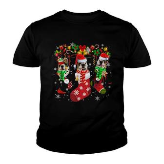 Bulldog Socks Christmas Family Pajamas Christmas Youth T-shirt | Mazezy
