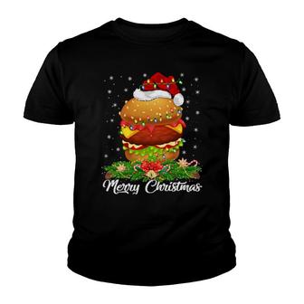 Burger Food Matching Santa Hat Burger Christmas Youth T-shirt | Mazezy