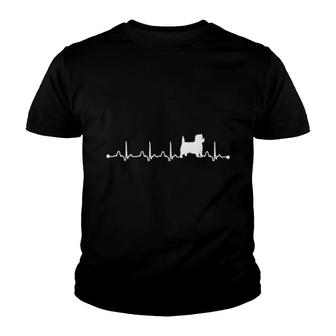 Cairne Terrier Heartbeat Ekg Cairne Terrier Dog Mom Youth T-shirt | Mazezy